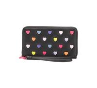 Betsey Johnson Zip Around Wallet with Wristlet Strap, 8.5 x 4.5 Inches, Multi Heart, 8in W x 4.5in H, Wristlet Wallet