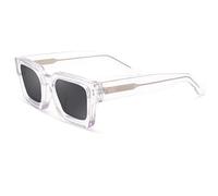 BETSION Retro Sunglasses Fashion Thick Acetate Polarized Trendy Square Sunglasses Men Women Black Grey, Crystal glass, 54mm