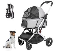 Betsocci pet Stroller for Small Medium Dogs Cats Puppy, 4 Lockable Wheels cat Stroller Travel Carrier Strolling cart with Safety Belt