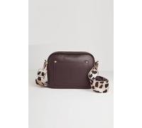 Betsy & Floss Crossbody Bag With Leopard Strap In Burgundy Burgundy