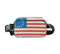 Betsy Ross Flag Early USA Blue Red Cute Fanny Pack Waist Bag for Men Women Water Resistant Crossbody Passport Bag with Adjustable Strap for Workout Running Hiking