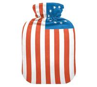Betsy Ross Flag Early USA Blue Red hot Water Bottle with Soft Cover, 1L hot compresses for The Body for Neck and Shoulder Pain Relief, Neck and Shoulder Pain Relief