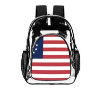 Betsy Ross Flag U.S.A Clear Backpack Transparent Heavy Duty Bag | Back Pack Water-Resistant PVC Plastic Stadium Events Stadium