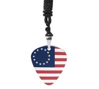Betsy Ross Flag U.S.A Guitar Pick Pendant Necklace for Acoustic Electric Bass Players Guitar Accessories Guitarist Gifts