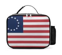 Betsy Ross Flag U.S.A Reusable Insulated Lunch Bag Tote Handbag Leather Portable Cooler Bags for Men Women