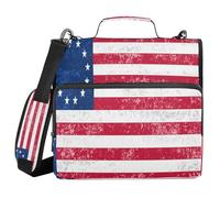 Betsy Ross Flag Vintage 3 Rings Zipper Organizer With Shoulder Strap Easy To Carry Portable Home Travel Safe Storage Bag For School