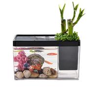 Betta Aquarium - 17.1x8x10.5cm Small Fish Tank | Easy to Carry Transparent Fish Tank | Aquatic Life Tiny Aquarium | Desktop Betta Fish Habitat Container Pet Supplies for Shrimp Gold Fish, Snails