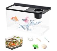 Betta Aquarium 3 Colours Light - Household Aquarium | Hydroponic 360° Highly Transparent Nano Aquarium for Living Room Table Entrance House Landscape Workplace