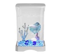 Betta Aquarium, Small Betta Aquarium, 4K HD Betta Aquarium - Small Ornamental Aquarium, Aquarium Starter with LED Light, Fish Bowl for Kitchen, Study, Living Room, Bedroom, Home