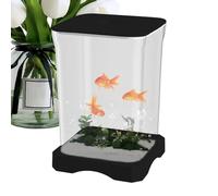 betta aquarium tank - 4k hd desk fish bowl | small ornamental aquarium with LED light, compact starter kit for home office apartment decor clear viewing design, stylish desktop display