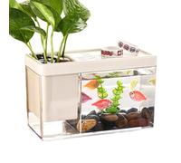 Betta Aquarium - Transparent Small Betta Fish Tank, Tiny Aquarium Tank Fish Tanks Holder for Shrimp - Miniature Landscape Transparent Desktop Fishs Tanks For Sea Monkeys Shrimp Snails