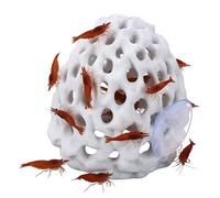 Betta Fish Accessories, Shrimp Hide for Aquarium, Multi-Hole Coral Design with Suction Cup, Fish Tank Decor for Guppy and Small Fish, White Shrimp Dome Hide (White)