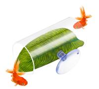 Betta Fish Acrylic Tube Tunnel, Hollow Cave with Leaf Pad for Aquarium Decor, Shrimp Hideout Design for Small Fish Tank Accessories
