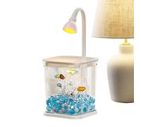 Betta Fish Aquarium | Small Tank with Ambient Table Lighting, Silent Aquarium with Transparent Tank for Crayfish and Crabs for Indoor Outdoor Table