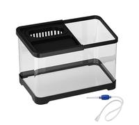 Betta Fish Aquariums - Compact Desktop Fish Tank, Decorative Betta Bowl Habitat | Clear Acrylic Build Design, Home Office Theme, Easy View Lid, Modern Small Aquarium for Bedrooms Desks and Table Displ