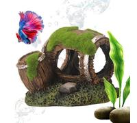 Betta Fish Cave Tunnel Realistic Looking Resin Decorative Fish Corner Hiding Area for Fish - for Reproduction Terrarium Cat Axolotl Corydoras