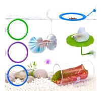 Betta Fish Enrichment Toys Set with Training Rings, Tunnel & Tank Decor | Floating Mirror, Feeding Ring, Resting Leaf, Jellyfish Decor, Tank Interactive Accessories for Betta Tanks and Aquarium Fish