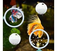 Betta Fish Exercise Ring and Filter Balls Set, Betta Ring Training Loop with Suction Cup and Nitrifying Ball, Betta Enrichment Toys, Aquarium Toys for Fish Turtle Tank Small Fish Tank (White, M-73mm)