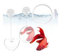 Betta Fish Exercise Ring and Mirror Set, 3 Pack Aquarium Training Mirror with Floating Ball, White Enrichment Toy for Small Fish Tank
