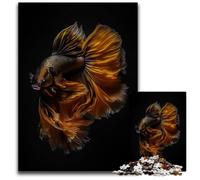 Betta Fish Gold Balck 1000 Pieces Puzzles for Adults Puzzles for Adults Birthday Gift Idea Challenging Brain Teaser Game 1000 PCS(75x50cm)
