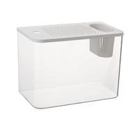 Betta Fish Home, Small Fish Tank, Betta Tank with Lid, Easy to Maintain, Removable Lid Sleek and Modern Design, 32x18.5x23cm, Black, White, For, Desk, Bedroom