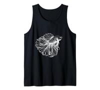 Betta Fish Line Art Siamese Fighting Fish Drawing Tank Top