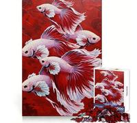 Betta Fish Painting on Red Background Teenagers 1000 Piece Jigsaw Puzzle Reasoning Skill Stress Relief Fun Sharp Cut Best Gift (50x75cm)