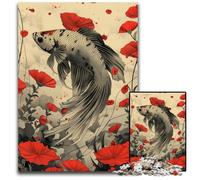 Betta Fish Poster Jigsaw Puzzles for Adults 1000 Piece Paper Jigsaw Brain Challenge Game for Teenagers & Family Interaction 1000 PCS(38x26cm)