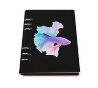Betta Fish Printed Notebook Binder A5 6 Metal Ring Slim Foldable Reusable Notepad Daily Work