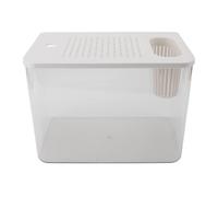 Betta Fish Small Aquarium, 3.3 Gallon Clear Plastic Fish, Transparent Desktop Aquarium, Starter Kit Self with Lid, Landscape for Shrimp Goldfish Guppy (White)
