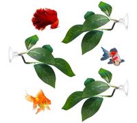 Betta Fish Tank Accessories, 3 PCS Betta Fish Leaf Hammock with Suction Cups Plastic Plants for Aquariums as Decor for Sleeping Resting Hiding Playing and Breeding