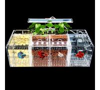 Betta Fish Tank Aquarium Acrylic Material Mini Desktop Small Fish Tank Bowls Kit with Water Pump and LED Lights Self Circulation Ecological Tank Sick Fish Isolation Room (4 Grids)