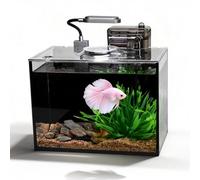 Betta Fish Tank,Aquarium Starter kit,2.8 Gallon Fish Tank Kit,Small Aquarium,Small Fish Tank,Ultra-Clear Nano Aquarium with Light,Filter,Cobblestone,Sand and Artificial Plants