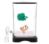 Betta Fish Tank | Betta Bowl Decoration | Small Acrylic Aquarium | Compact | Easy To Use | 17.7x11.8x11.8cm | White And Black Color | Perfect For Aquariums