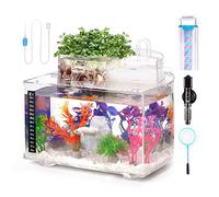 Betta Fish Tank Kit, 2.5 Gallon Aquarium Self-Cleaning with LED Light, Filter, Heater, Decorations and Accessories - Ideal for Hydroponic Growing System and Aquaponics
