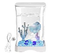 Betta Fish Tank, Small Acrylic Aquarium with LED Lighting, Clear Decorative Betta Bowl for Water Landscaping, Perfect for Shrimp, Crab, Spider, Desktop & Home Decor