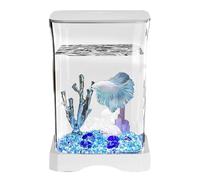 Betta Fish Tank - Small Aquarium | Small Fish Starter Kit with LED Lamp | Table Aquariums | Rectangular Aquarium for Table Decoration Home Decoration