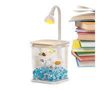 Betta Fish Tank, Small Fish Tanks with Ambient Light, Silent Desktop Aquarium Bowl, 5.2x4.61x5.55 Inches, Decorative Water Landscaping for Home Outdoor Table Crab Spider Use