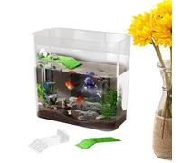 Betta Fish Tank | Transparent Pet Supplies Terrarium Fish Decor | Turtle Habitat - for Feeding Basking Amphibians Tortoise Crayfish Hermit Crabs Frog Home Office Apartment Living Room