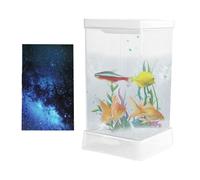Betta Fish Tanks, Desktop Fish Tank Starter Kit with Filter and Lighting, Compact Tabletop Landscape Decoration for Study Room, Workplace, Apartment, 4.14 x 4.14 x 8.08 inches