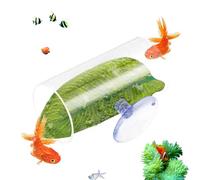 Betta Fish Tunnel, Acrylic Aquarium Hideouts, Swim-Through Tube, Leaf Pad Resting Spots, Fish Tank Breeding and Spawning Shelter Easy to Clean, 8 x 4 cm Green Acrylic