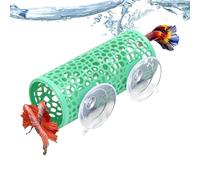 Betta Fish Tunnel With Suction Cup - Hollow Tube Aquarium Hammock Cave | Safe Floating Shrimp Shelter For, Crayfish, And Reptiles, 3.9" X 1.7" Tank Decoration, ABS
