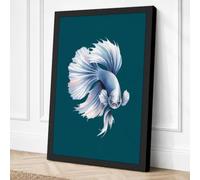 Betta in Blue Modern Canvas Wall Art Print 30x20 Inch (76 x 51 cm)