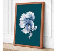 Betta in Blue Modern Canvas Wall Art Print 30x20 Inch (76 x 51 cm)