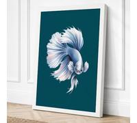 Betta in Blue Modern Canvas Wall Art Print 36x24 Inch (91 x 61 cm)