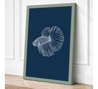 Betta in Display Japandi Canvas Wall Art Print 18x12 Inch (46 x 30 cm)