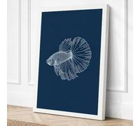 Betta in Display Japandi Canvas Wall Art Print 18x12 Inch (46 x 30 cm)
