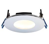 Betta Lighting 9W Chrome Die Cast Aluminium Fire Rated Bathroom Shower IP65 Dimmable Anti Glare Recessed Warm White 3000K Slim Profile Ceiling LED Downlight