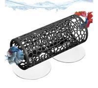 Betta Tunnel, Betta Fish Tank Accessories Toys- Hammock with Suction Cups, Fish Tank Decorations & Hideout for Aquarium Small Fishes & Shrimp, Small Hole Hollow Cave (Black)