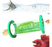 Betta Tunnel, Green Floating Acrylic Tube, Aquarium Fish Accessory, Green Leaf Shrimp Cave Design, Sleeping Habitat Enrichment, for Hiding Resting Guppy Tank Use Long Lasting